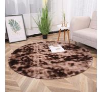 Chickwin Alfombra de Pelo Largo Salon, Alfombra Redondo Moderna Shaggy Peluda Suave con Base Antideslizante Tie Dye Alfombrilla Esponjosa Cómoda Lavables para Dormitorio (Marrón A,60cm)