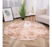 Chickwin Alfombra de Pelo Largo Salon, Alfombra Redondo Moderna Shaggy Peluda Suave con Base Antideslizante Tie Dye Alfombrilla Esponjosa Cómoda Lavables para Dormitorio (Beige A,60cm)