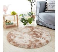 Chickwin Alfombra de Pelo Largo Salon, Alfombra Redondo Moderna Shaggy Peluda Suave con Base Antideslizante Tie Dye Alfombrilla Esponjosa Cómoda Lavables para Dormitorio (Color Camel,120cm)