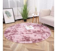 Chickwin Alfombra de Pelo Largo Salon, Alfombra Redondo Moderna Shaggy Peluda Suave con Base Antideslizante Tie Dye Alfombrilla Esponjosa Cómoda Lavables para Dormitorio (Rosa A,60cm)