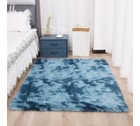 Chickwin Alfombra de Pelo Largo Salon, Alfombra Tie Dye Moderna Shaggy Peluda Suave con Base Antideslizante Alfombrilla Esponjosa Cómoda para Dormitorio Habitación (Azul C,120x160cm)