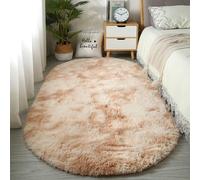 Chickwin Alfombra de Pelo Largo Salon, Alfombra Tie-Dye Moderna Shaggy Peluda Suave con Base Antideslizante Alfombrilla Esponjosa Cómoda para Dormitorio Habitación Infantil (Color Caqui,40x120cm)