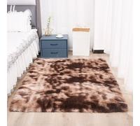 Chickwin Alfombra de Pelo Largo Salon, Alfombra Tie Dye Moderna Shaggy Peluda Suave con Base Antideslizante Alfombrilla Esponjosa Cómoda para Dormitorio Habitación (Marrón C,40x60cm)
