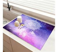 Chickwin Alfombrilla Escurreplatos, Estampado Atrapasueños Antideslizante Diatomita Cocina Secado Rapido Tapete Escritorio Alfombrilla Escurreplatos Protector de Encimera (Morado 2,50x50cm)