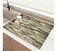 Chickwin Alfombrilla Escurreplatos, Impresión 3D en Piedra Antideslizante Diatomita Cocina Secado Rapido Tapete Escritorio Protector de Encimera, para Cafetera (Pared de Ladrillos,50x50cm)