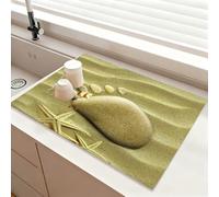 Chickwin Alfombrilla Escurreplatos, Impresión 3D en Piedra Antideslizante Diatomita Cocina Secado Rapido Tapete Escritorio Protector de Encimera, para Cafetera (Huellas,30x40cm)