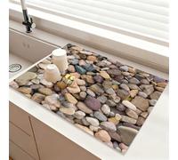 Chickwin Alfombrilla Escurreplatos, Impresión 3D en Piedra Antideslizante Diatomita Cocina Secado Rapido Tapete Escritorio Protector de Encimera, para Cafetera (Piedra,40x50cm)