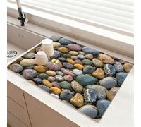 Chickwin Alfombrilla Escurreplatos, Impresión 3D en Piedra Antideslizante Diatomita Cocina Secado Rapido Tapete Escritorio Protector de Encimera, para Cafetera (Adoquines,40x50cm)