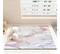 Chickwin Alfombrilla Escurreplatos, Mármol Alfombrilla Diatomita Secado Rapido Cocina Tapete Escritorio, Antideslizante Encimera Esterilla de Secado para Cafetera (Rosa Azul,50x60cm)