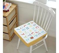 Chickwin Asiento Elevador Ninos Bebé Infantil Mesa,Desmontable Snap Doble Correas Sillas Gruesas Cojín Creciente Niños Cojín para Mesa de Comedor (letras amarillas,35x35x7cm)