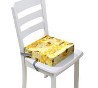 Chickwin Asiento Elevador Niños para la Mesa, Alzador Silla para Niños Comer Portátil Desmontable Elevador Cojín de Asiento con 2 Hebillas de Seguridad Correas (Abeja amarilla 2,32 * 32 * 8cm)