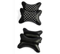 Chickwin Coche Cuatro Estaciones Cuello Pillow Car Reposacabezas Un par de Equipos Asiento de Coche Masaje Almohada Interior del Coche Asiento Cushion Cuello Almohada (2pcs líneas Blancas)