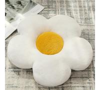 Chickwin Cojín de Flores, Cojín de Asiento con Forma de Flor de Margarita Suave Flor Cojín de Felpa para Sala de Estar, Coche, Dormitorio (50 * 50,Blanco)
