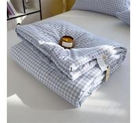 Chickwin Colcha Acolchada Guingán Tartán, Colchas Acolchadas Cama 90/135/150/180, Cubrecama Verano Reversible Microfibra Cubrecamas para Cama Individual Matrimonio (Azul pálido,200x230cm)