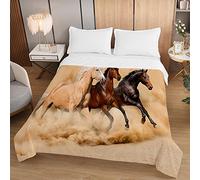 Chickwin Colcha de Ligero Cubrecama Colcha Bouti, 3D Caballo Juego Edredón Manta de Dormitorio Verano Primavera Cuatro Estaciones Colchas para Cama Individual Matrimonio (150x200cm,Camello)