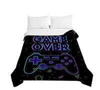 Chickwin Colcha de Ligero Cubrecama Colcha Bouti, Game 3D Juego Edredón Manta de Dormitorio Primavera Cuatro Estaciones Colchas para Cama Individual Matrimonio (Negro,150x200cm)