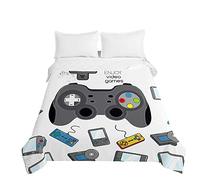 Chickwin Colcha de Ligero Cubrecama Colcha Bouti, Game 3D Juego Edredón Manta de Dormitorio Primavera Cuatro Estaciones Colchas para Cama Individual Matrimonio (Blanco,150x200cm)