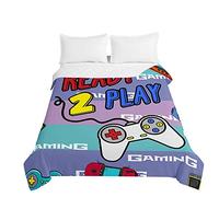 Chickwin Colcha de Ligero Cubrecama Colcha Bouti, Game 3D Juego Edredón Manta de Dormitorio Primavera Cuatro Estaciones Colchas para Cama Individual Matrimonio (Púrpura,150x200cm)