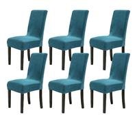 Chickwin Elasticas Fundas Sillas De Comedor, Terciopelo Extraíbles y Lavables Protectoras para Sillas Decoración para Comedor Salon Oficina Bouquet de la Boda(6 Piezas,Turquesa)