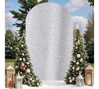 Chickwin Elegante Telón de Fondo de Arco,3D Estilo con Brillo Tela de Telón de Fondo de Arco de Boda de 2 Lados in Tessuto Elastico para Estudio Fotográfico,Fiesta, Boda (Plateado,122x220cm/7.2FT)