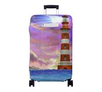 Chickwin Funda Maleta Grande con Bolsillos, Funda para Maletas Elástica, Cubierta de Equipaje con Cremallera, Protector Equipaje, 18-32 Pulgadas, Impresión del Faro (Protegiendo el mar,S)