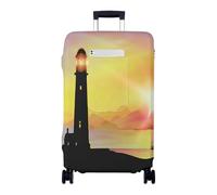 Chickwin Funda Maleta Grande con Bolsillos, Funda para Maletas Elástica, Cubierta de Equipaje con Cremallera, Protector Equipaje, 18-32 Pulgadas, Impresión del Faro (Cielo Anaranjado,L)