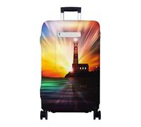 Chickwin Funda Maleta Grande con Bolsillos, Funda para Maletas Elástica, Cubierta de Equipaje con Cremallera, Protector Equipaje, 18-32 Pulgadas, Impresión del Faro (Paisaje de Faros,XL)