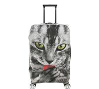 Chickwin Funda Maleta Grande, Funda para Maletas Elástica, Cubierta de Equipaje con Cremallera, Protector Equipaje, 18-32 Pulgadas, Patrón de Animal (Gato codicioso,L)