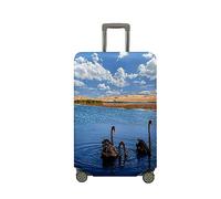 Chickwin Funda Maleta Mediana Funda Maleta Cabina Elástica 18-32 Pulgadas Cisnes Imprimir Grande Cubierta de Equipaje Suave Anti-Polvo Protector Equipaje (Lago,XL)