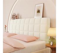 Chickwin Funda para Cabecero de Cama, Tartán en Relieve Acolchado Funda de Cabecero de Cama Funda Cabecero Cama 90 105 135 150 180, Cubierta Cabecero Cama Elástica Ajustable (150cm,Blanco Crema)