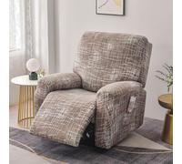 Chickwin Funda Sillon Relax Reclinable 1/2/3 Plaza, Estampados Modernos Relax Reclinable con Bolsillos Laterales, Color Sólido Funda Sofa, Extraíbles y Lavables (Caqui,3 Plaza)