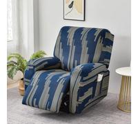 Chickwin Funda Sillon Relax Reclinable 1/2/3 Plaza, Estilo Retro Europeo Relax Reclinable con Bolsillos Laterales, Color Sólido Funda Sofa, Extraíbles y Lavables (Azul Oscuro,3 Plaza)