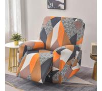 Chickwin Funda Sillon Relax Reclinable 1/2/3 Plaza, Patrón Moderno Relax Reclinable con Bolsillos Laterales, Color Sólido Funda Sofa, Extraíbles y Lavables (Naranja-Gris,1 Plaza)