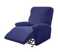 Chickwin Funda Sillon Relax Reclinable 1/2/3 Plaza, Relax Reclinable con Bolsillos Laterales, Impermeable Color Sólido Funda Sofa, Extraíbles y Lavables (Azul Marino,1 Plaza)