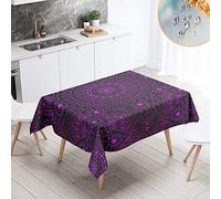 Chickwin Impermeable Antimanchas Rectangular Mantel para Mesa, Mandala Psicodélica 3D Mantel Lavable Resistente Desgaste Tela de Poliéster para Cocina Salón Comedor (140x240cm,Púrpura B)