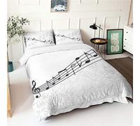 Chickwin Juego de Ropa de Cama 3D, Nota Musical Estampado Juego de Ropa de Cama 3 Piezas con Funda Nórdica y Funda de Almohada para Cama Individual Matrimonio (Música,220x240cm)
