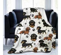 Chickwin Manta Franela Animal Impresión, Twin Grande Bedding Manta de Felpa Cosy Soft cálidas y Ligeras Mantas de Sofá Cama para Adultos y Niños Dormitorio Colcha (Perro Salchicha 2,130x150cm)