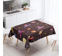 Chickwin Mantel para Mesa Impermeable Antimanchas, Cocina Salón Comedor Decoración con Impresión de Espacio Infantil Rectangular Lavable Mantel de Tela de poliéster (aeronave,60 * 60cm)