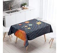 Chickwin Mantel para Mesa Impermeable Antimanchas, Cocina Salón Comedor Decoración con Impresión de Espacio Infantil Rectangular Lavable Mantel de Tela de poliéster (Sistema Solar,100 * 140cm)