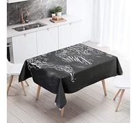 Chickwin Mantel para Mesa Impermeable Antimanchas, Cocina Salón Comedor Decoración con Patrón Mapa del Mundo Rectangular Lavable Mantel Tela de poliéster (Mapa Blanco Negro,140 * 140cm)