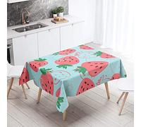 Chickwin Mantel para Mesa Impermeable Antimanchas, Moderno Cocina Comedor Rectangular Resistente al Desgaste Lavable Mantel de Poliéster Impresión 3D de Frutas (140x200cm,Fresa)