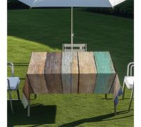 Chickwin Mantel Rectangular Impermeable Exteriores con Agujero para Sombrilla y Cremallera, 3D Patrón de Tablero de Madera Mantel para Mesa de Patio, Jardín, BBQ, Picnic (Verde,260x150cm)