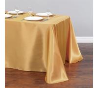 Chickwin Nappe en Satin Rectangulaire Couleur Unie, Nappe d'Intérieur Doux Lavable Décoration de Table pour Mariage, Jardin, Fête, Banquet, Restaurant, Hôtel, Conférences (Dorado,145x396cm)
