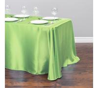 Chickwin Nappe en Satin Rectangulaire Couleur Unie, Nappe d'Intérieur Doux Lavable Décoration de Table pour Mariage, Jardin, Fête, Banquet, Restaurant, Hôtel, Conférences (Verde Claro,145x160cm)