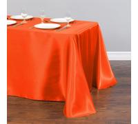 Chickwin Nappe en Satin Rectangulaire Couleur Unie, Nappe d'Intérieur Doux Lavable Décoration de Table pour Mariage, Jardin, Fête, Banquet, Restaurant, Hôtel, Conférences (Naranja,145x200cm)