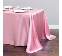 Chickwin Nappe en Satin Rectangulaire Couleur Unie, Nappe d'Intérieur Doux Lavable Décoration de Table pour Mariage, Jardin, Fête, Banquet, Restaurant, Hôtel, Conférences (Rosa Claro,145x200cm)