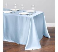 Chickwin Nappe en Satin Rectangulaire Couleur Unie, Nappe d'Intérieur Doux Lavable Décoration de Table pour Mariage, Jardin, Fête, Banquet, Restaurant, Hôtel, Conférences (Azul Claro,145x240cm)
