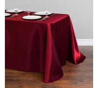 Chickwin Nappe en Satin Rectangulaire Couleur Unie, Nappe d'Intérieur Doux Lavable Décoration de Table pour Mariage, Jardin, Fête, Banquet, Restaurant, Hôtel, Conférences (Borgoña,145x145cm)