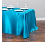 Chickwin Nappe en Satin Rectangulaire Couleur Unie, Nappe d'Intérieur Doux Lavable Décoration de Table pour Mariage, Jardin, Fête, Banquet, Restaurant, Hôtel, Conférences (Turquesa,145x275cm)