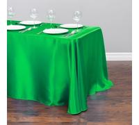 Chickwin Nappe en Satin Rectangulaire Couleur Unie, Nappe d'Intérieur Doux Lavable Décoration de Table pour Mariage, Jardin, Fête, Banquet, Restaurant, Hôtel, Conférences (Verde,145x300cm)